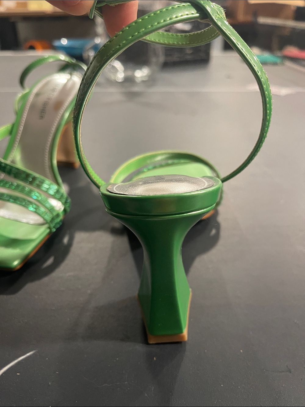 Marc Fisher Green Strappy Square-Toe Heels size 7 - Picture 7 of 14